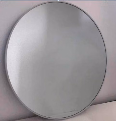 DEENZ Large Round Wall Mounted Mirror with Aluminium Frame in Silver or Grey, Diameter: 60 cm – 2