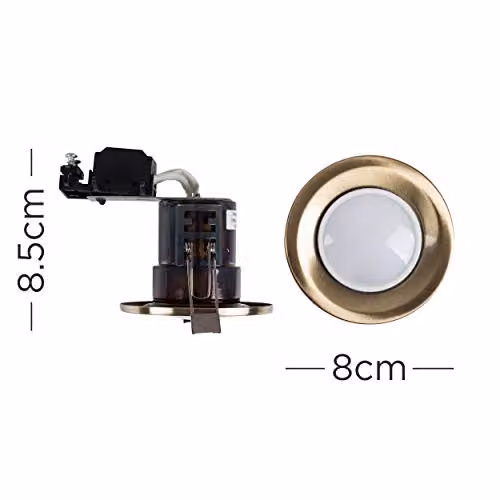 MiniSun Pack of 4 Modern Fire Rated Antique Brass GU10 Recessed Ceiling Downlights with 5W Warm White LED Bulbs – 2