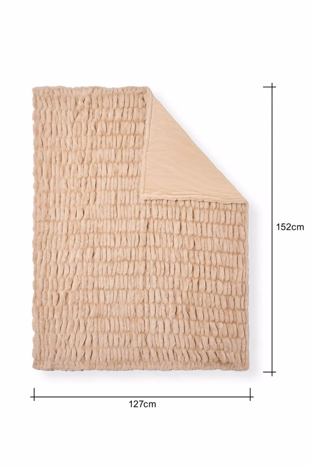 BHS Beige Ruched Faux Fur Throw W/D/H: 152 x 127 x 1 cm – 2