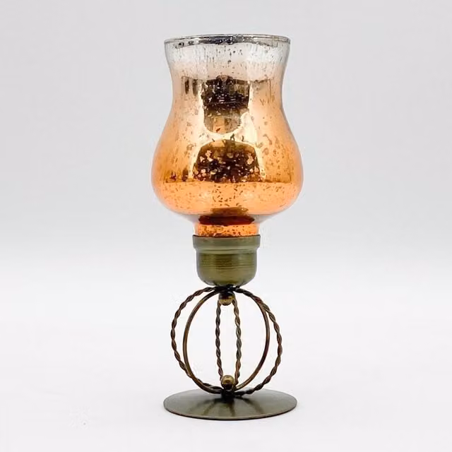 Minster Gold 10 Inch Candle Holder, W: 14 cm, D: 14 cm, H: 31 cm