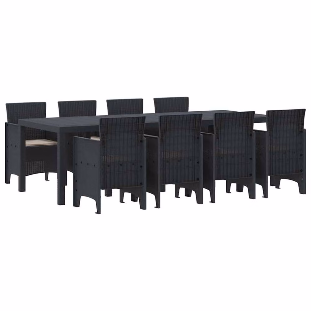 Berkfield Home Modern 9 Piece Poly Rattan Garden Dining Set with Anthracite Cushions in Black – 2