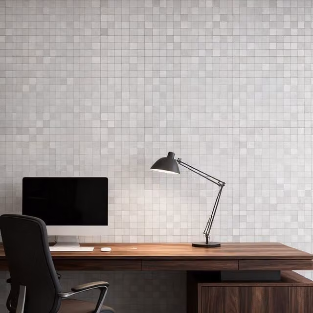 Livingandhome 10-Piece Glossy Checked Square Self-Adhesive Wall Tile Stickers in Grey