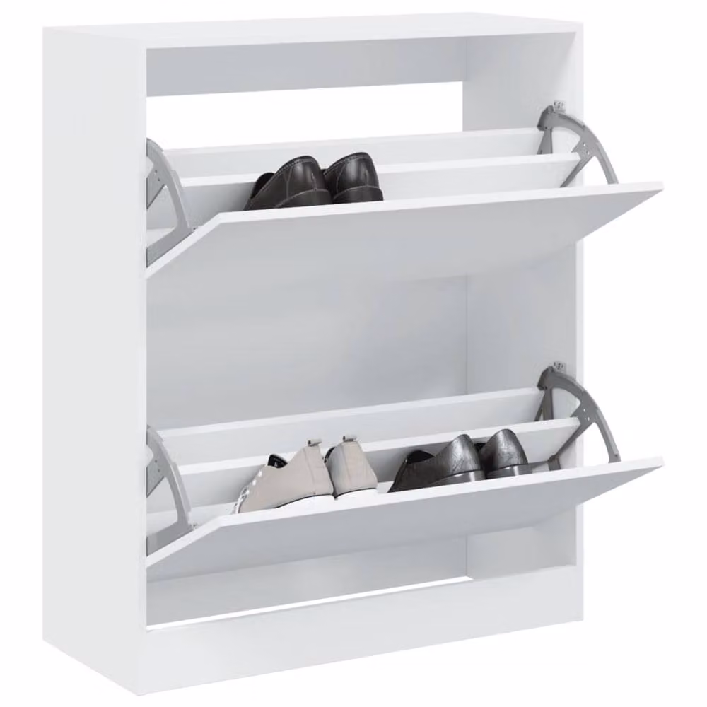 Berkfield Home White Modern Shoe Cabinet with Tilting Compartments, W/D/H: 80 x 34 x 96.5 cm – 2