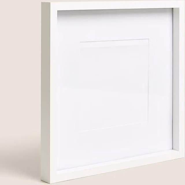 M&S Modern Square Single Wood Photo Frame, White, W/H: 15.24 x 15.24 cm