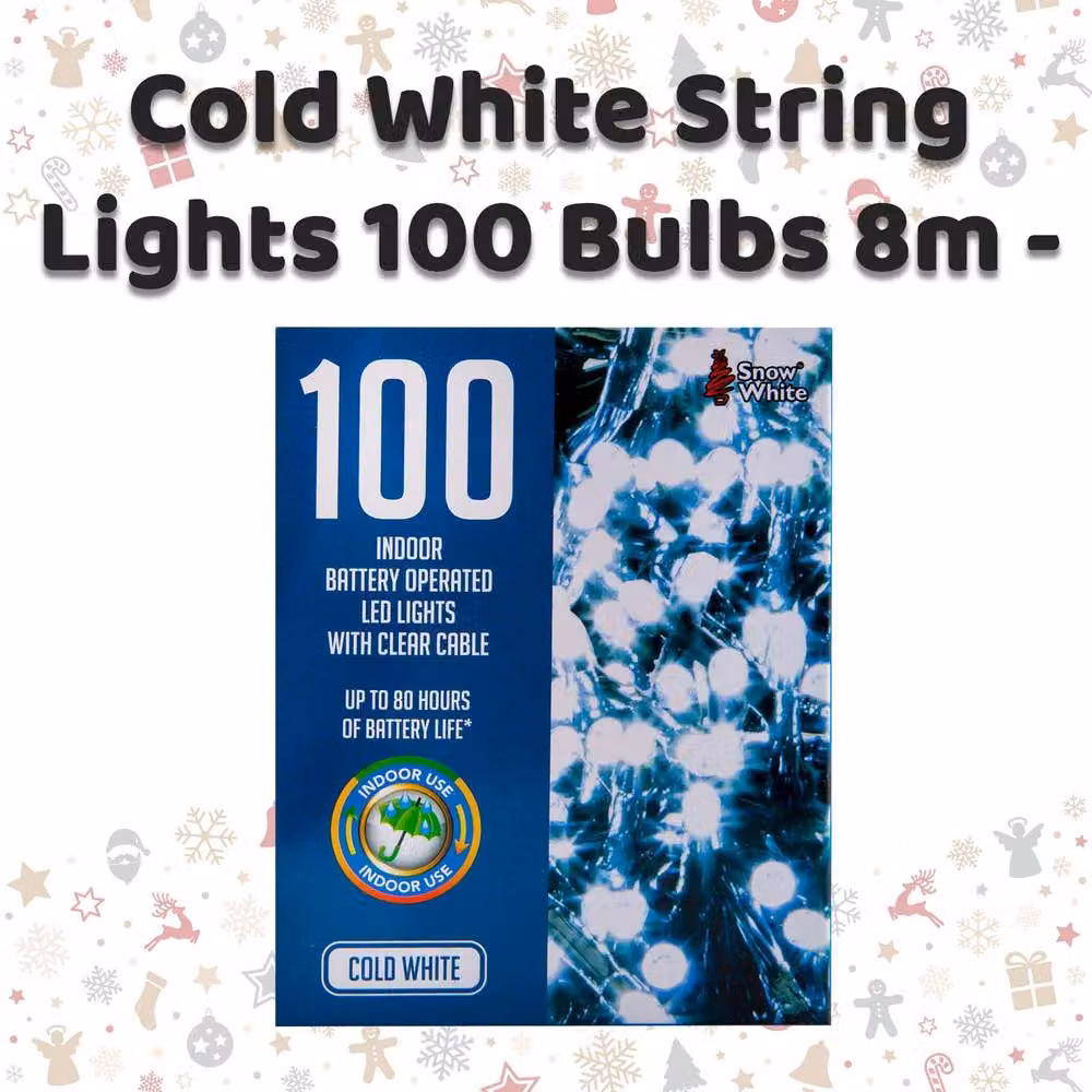 VFM e-Store Cool White Christmas String Lights with 100 Bulbs and 8m Length – 2