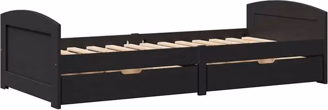 Berkfield Home IRUN Day Bed with 2 Drawers in Black Solid Pine Wood, W/D/H: 90 x 200 cm – 1