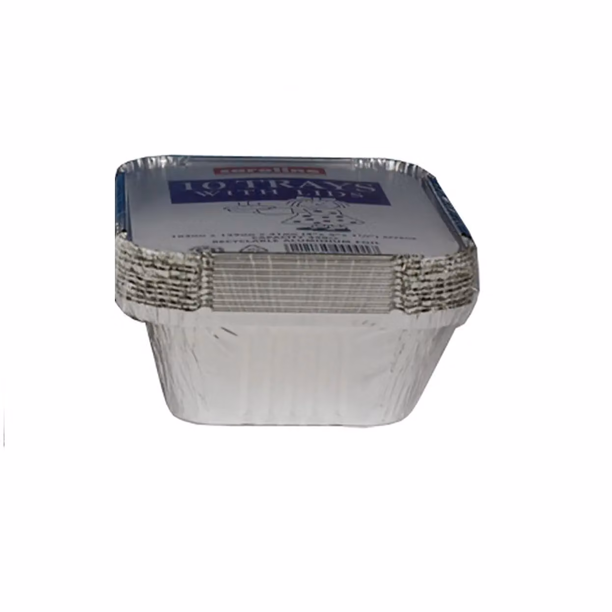 Caroline Rectangular Aluminium Food Containers with Lids in Silver, Pack of 10 – 2