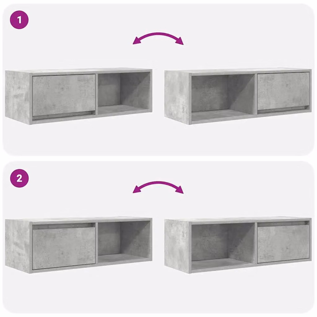 Berkfield Home TV Cabinet in Concrete Grey, W: 80 cm, D: 31 cm, H: 25.5 cm – 3