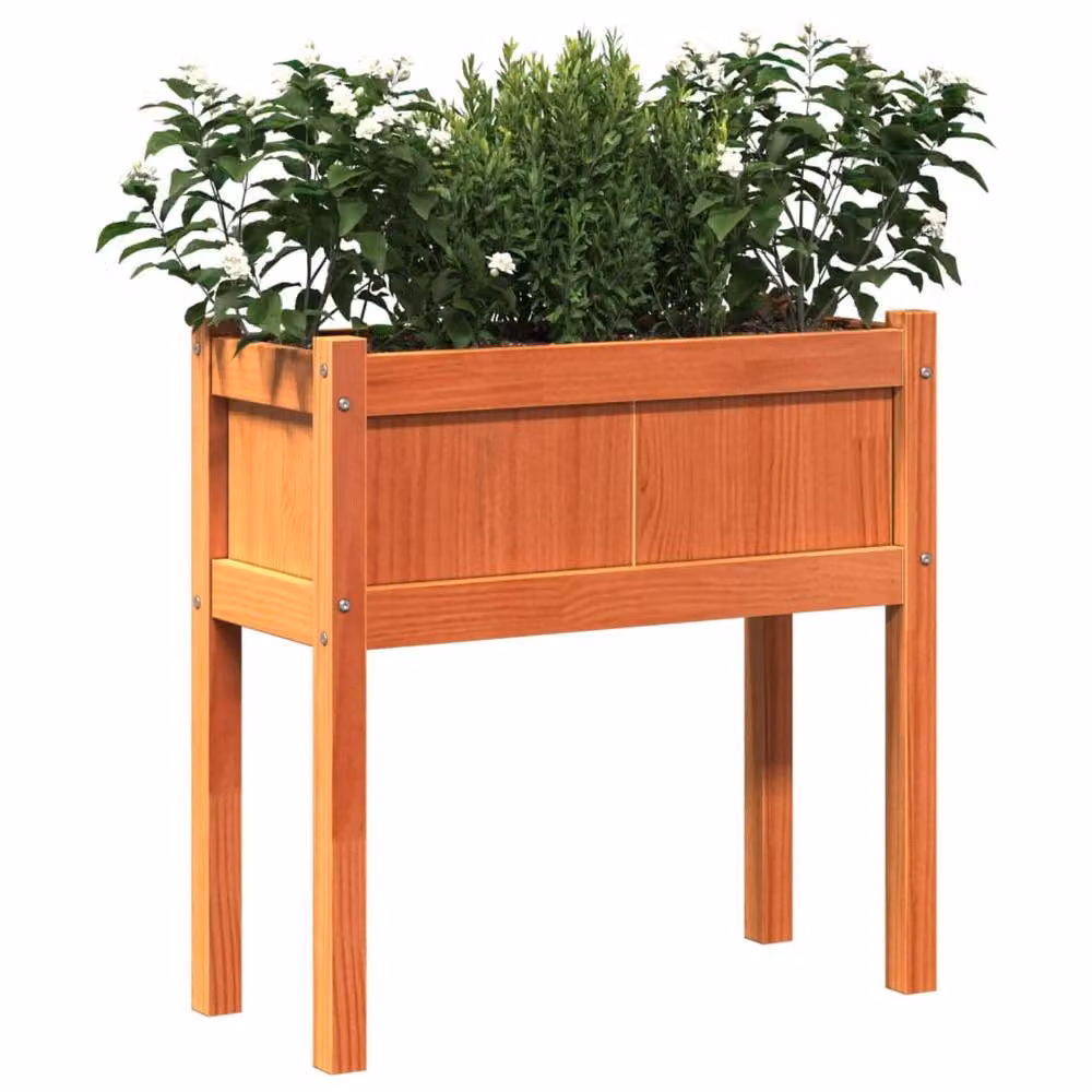 Berkfield Wooden Raised Bed Garden Planter in Brown, W/D/H: 70 x 31 x 70 cm – 3