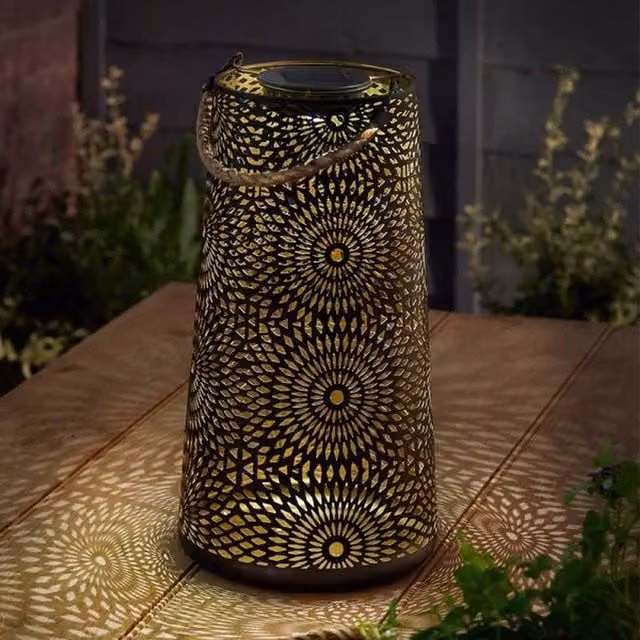 Garden Mile Solar LED Moroccan Lantern in Black, Height: 29 cm