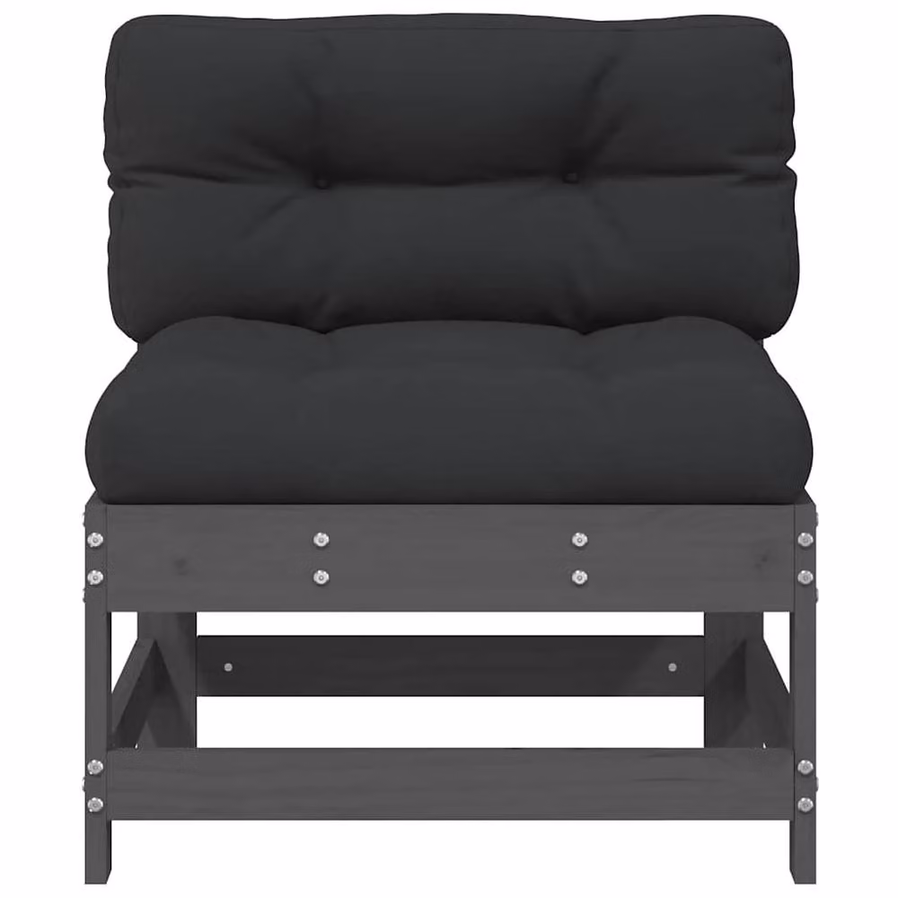 Berkfield Home Middle Sofas with Cushions, 2 Piece Set in Grey Solid Pine Wood – 4