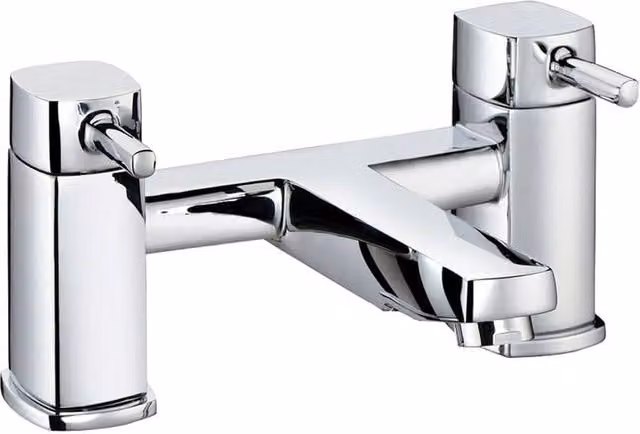 Balterley Contemporary Soft Square Deck Mounted Bath Filler Tap, Chrome/Silver