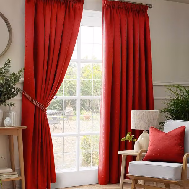 IT IDEAL TEXTILES Red Semi-Transparent Pencil Pleat Curtains, W: 115 cm, H: 135 cm – 2