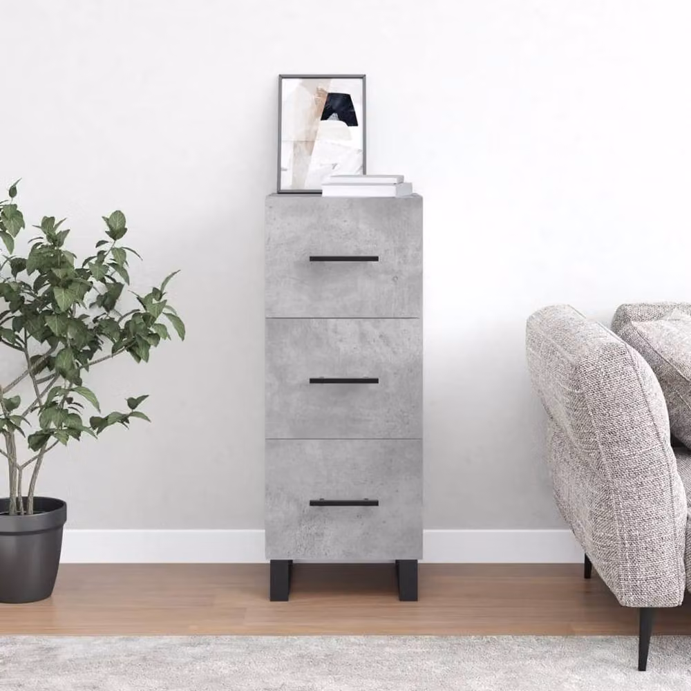 Berkfield Home Modern Sideboard in Concrete Grey, W/D/H: 34.5 x 34.0 x 90.0 cm – 2