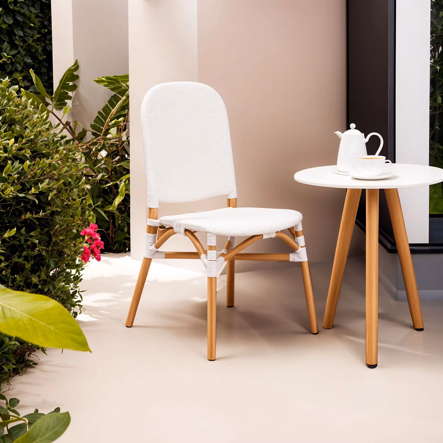Interiors by Premier White Rattan and Wood Dining Chair for Indoor and Outdoor Use – 3