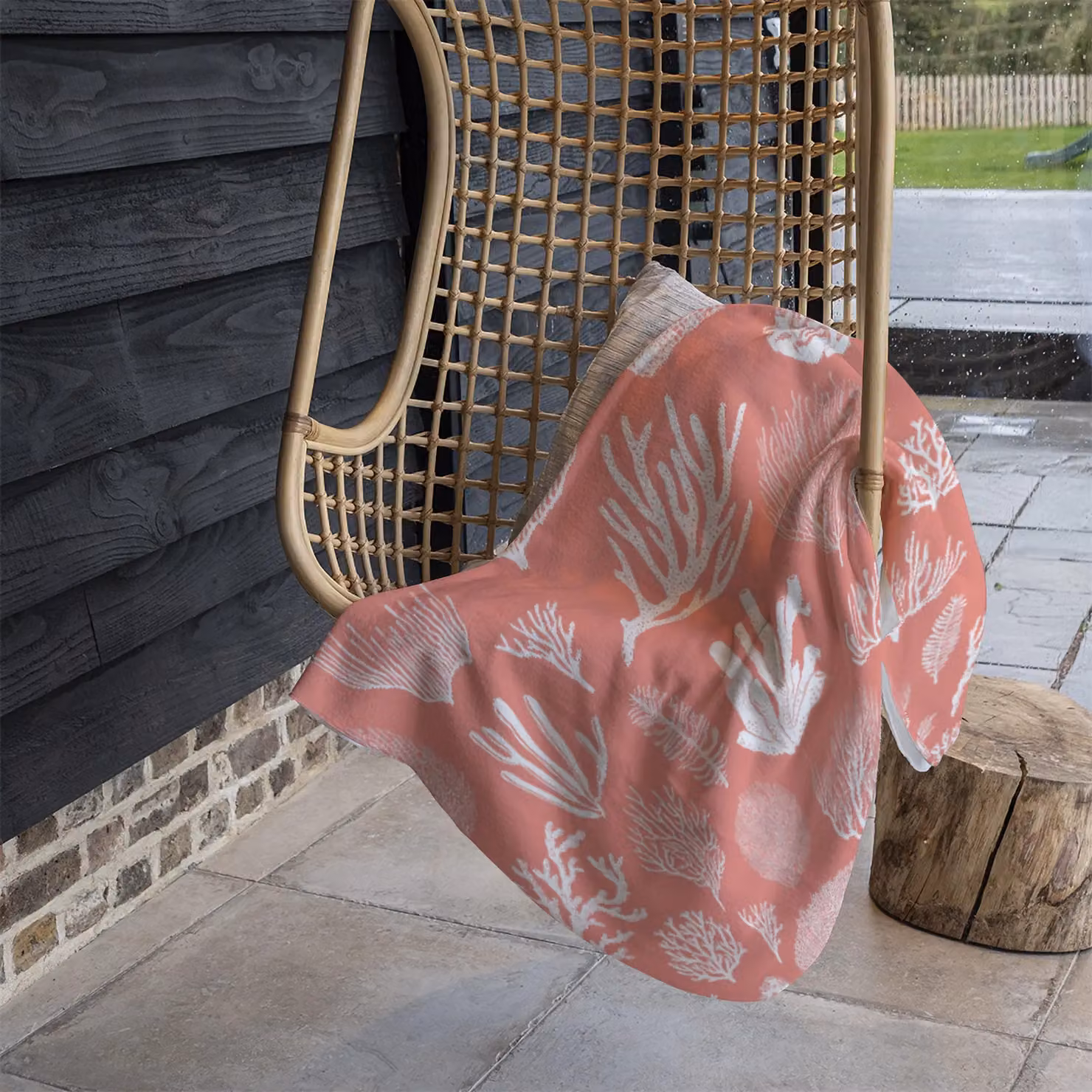 Benjamin Tate Design Corals and Algae Fleece Blanket in Pink, Sand and Beige, W/D/H: 120 x 150 cm – 2