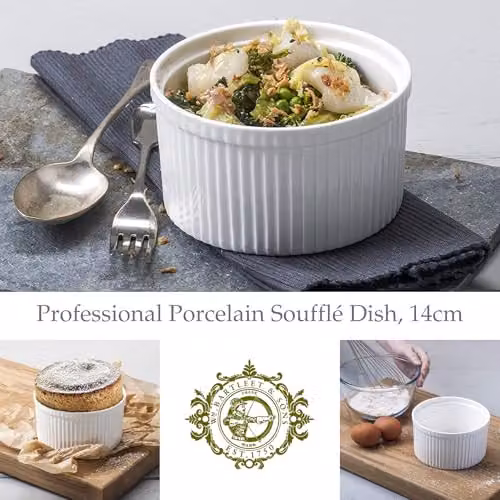 WM Bartleet & Sons 1750 T160 Traditional Porcelain Professional Soufflé Ramekin, 750ml, White – 4