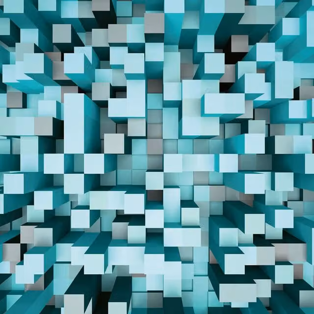 Modern Blue 3D Geometric Square Wall Mural