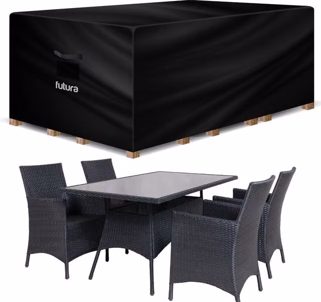 Futura Rectangular Garden Outdoor Furniture Cover, Black, 180 cm