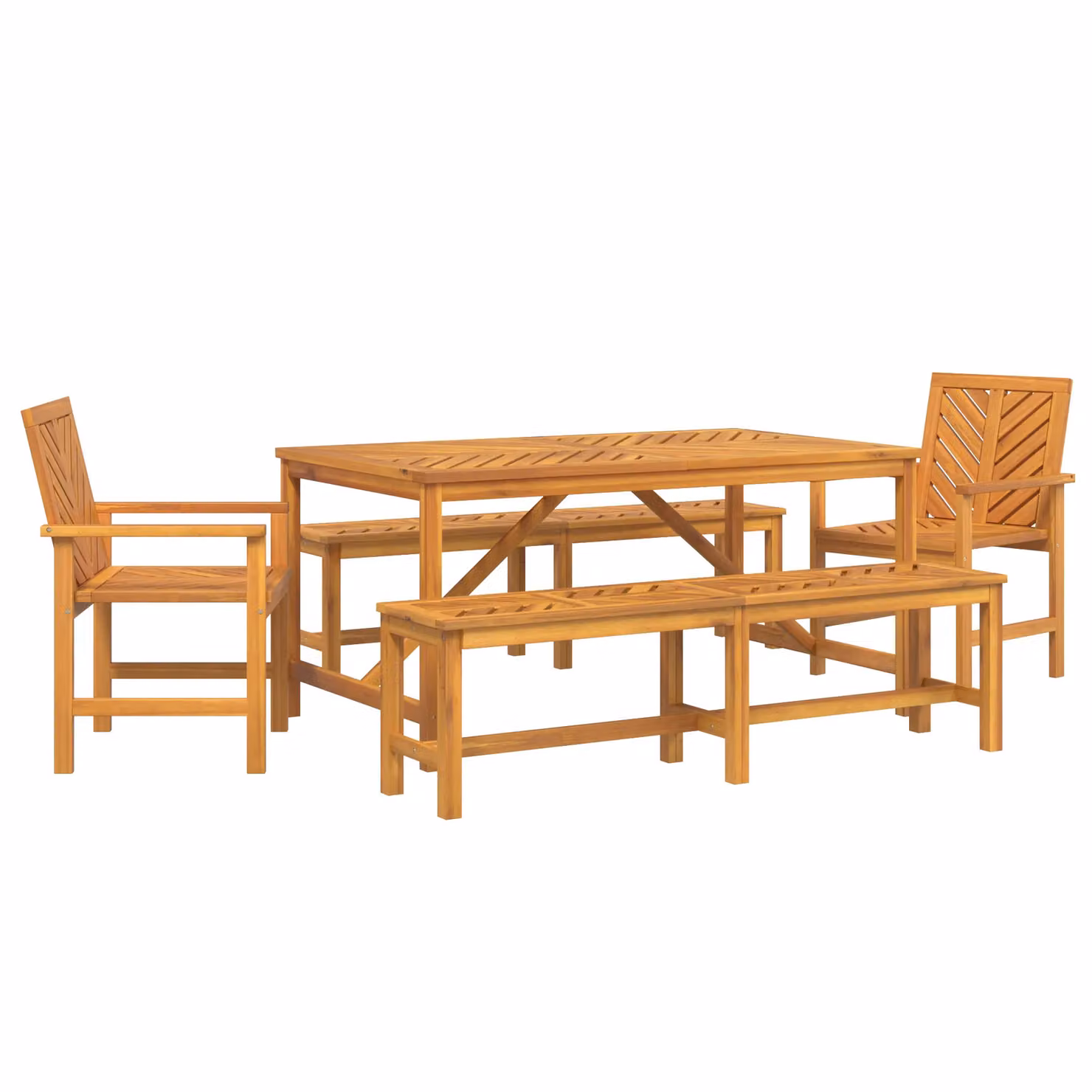 Berkfield Home 5 Piece Garden Dining Set in Brown Solid Acacia Wood – 2
