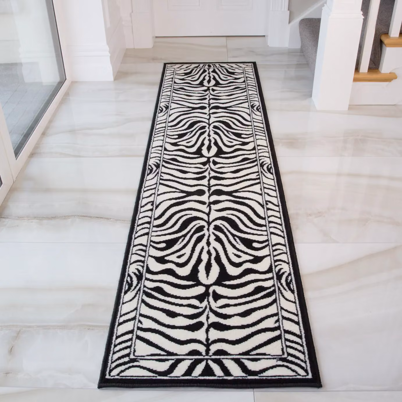 Kukoon Black and White Zebra Print Maximalist Contemporary Living Room Area Rug, W/D/H: 60 x 240 cm – 3