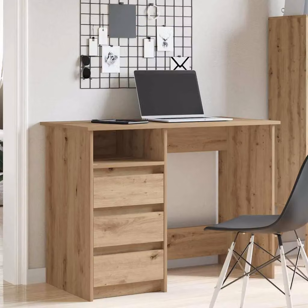 Berkfield Artisan Oak Writing Desk in Brown, W/D/H: 102 x 50 x 75 cm – 3