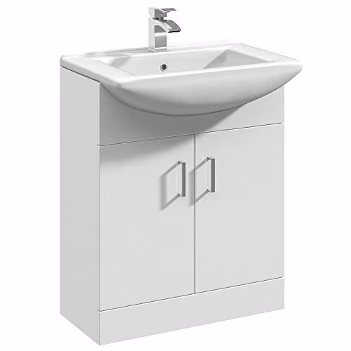 Nuie Mayford Floor Standing 550mm Cabinet and Ceramic Basin in White