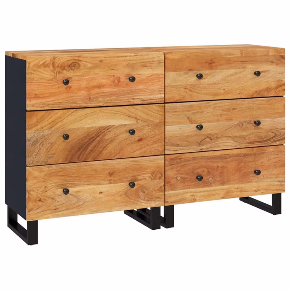 Berkfield Home Set of 2 Acacia Wood Sideboards in Brown, W/D/H: 60 x 33 x 75 cm – 2