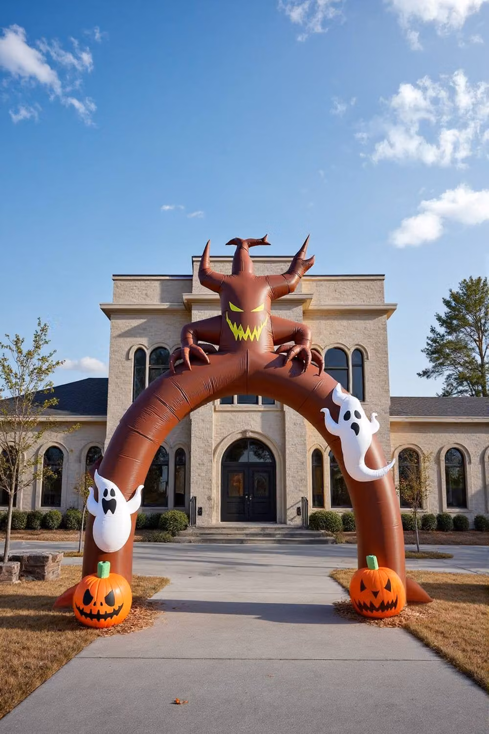 Garden Sanctuary Halloween Inflatable Arch Ghost Pumpkins in Brown – 2