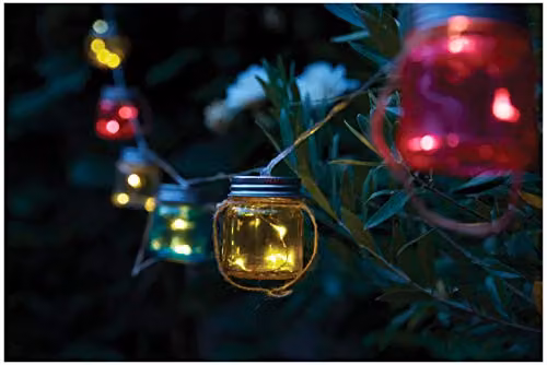 Luxform Blanes Solar LED Multicolour Glass Jar String Lights – 3