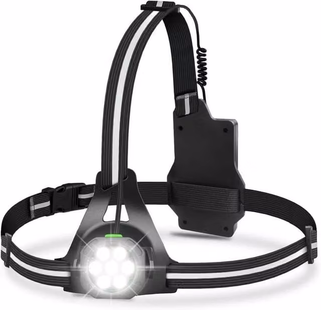 Kelvenix Rechargeable 7-LED Running Lights Chest Torch in Black