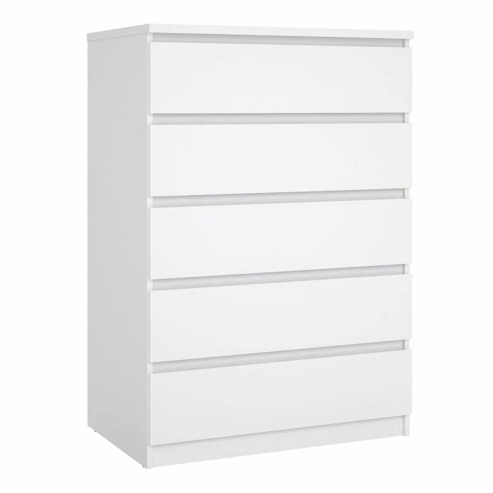 Wyld Haus Budapest 5 Drawer White Wooden Chest H x W x D: 111.3 x 50 x 50 cm – 2