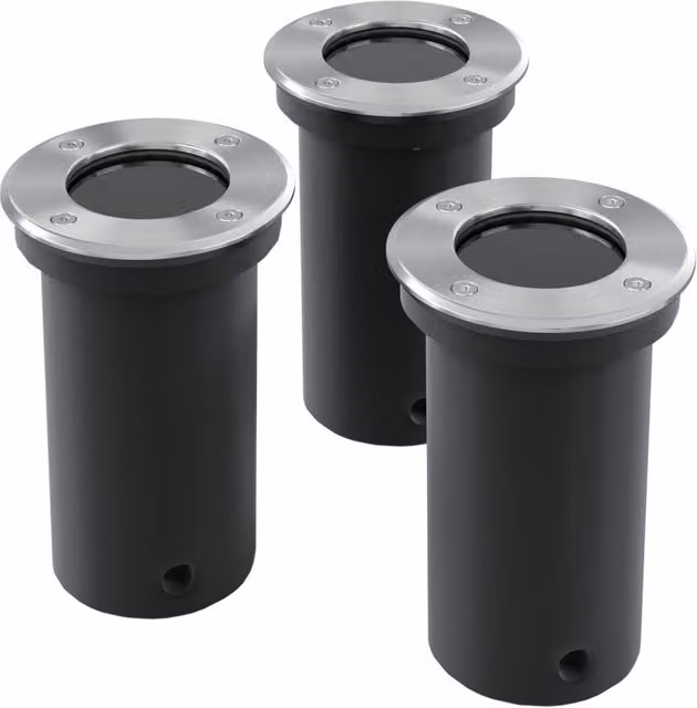 Berkfield Home Round Silver Outdoor Recessed Ground Lights, Set of 3 – 1