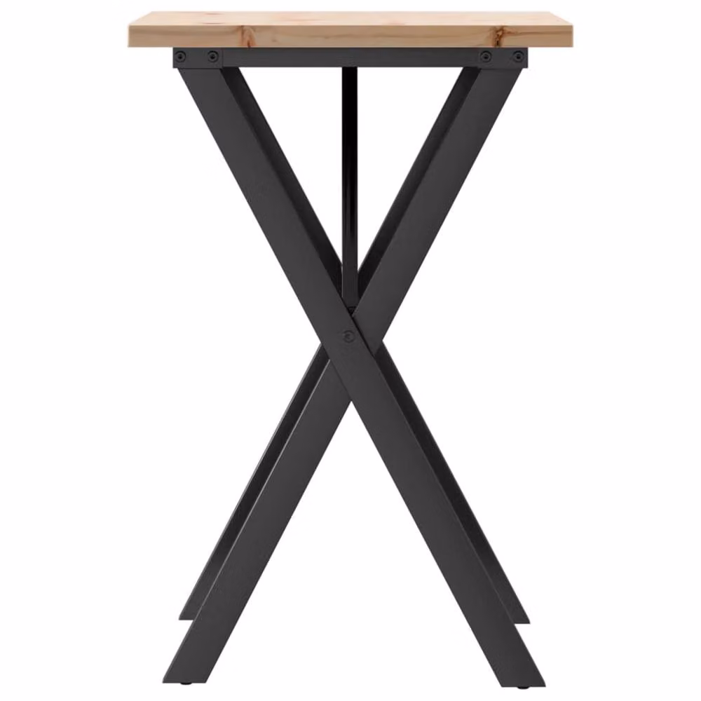 Berkfield Home X-Frame Square Dining Table in Brown Solid Pine and Steel, W: 50 cm, D: 50 cm, H: 75.5 cm – 4