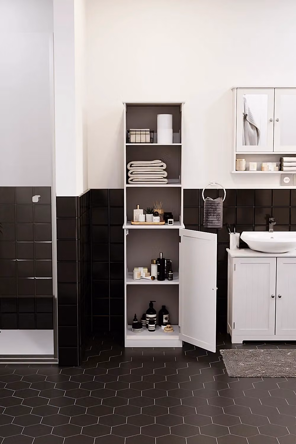 Home Discount Bath Vida Priano Tall Bathroom Storage Cabinet in White, H 160 cm x W 40 cm x D 38 cm – 5