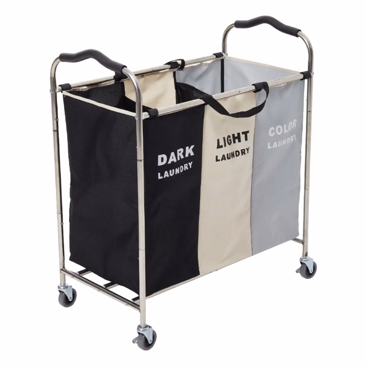 H&O Direct 240L 3-Section Multicolour Fabric Laundry Basket with Wheels – 2