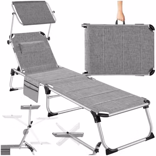 tectake Lorella Aluminium Sun Lounger with Upholstery in Grey, W/D/H: 115 x 60.5 x 60.5 cm
