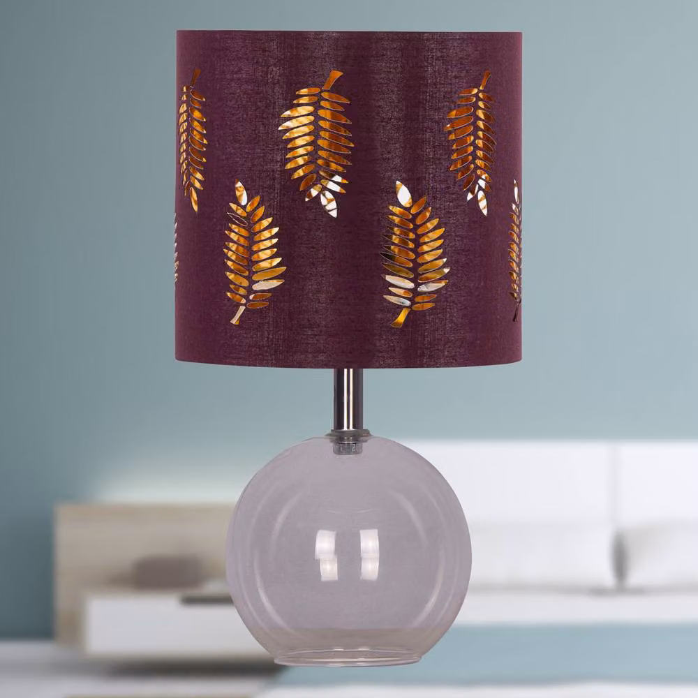 First Choice Lighting Buck Set of 2 Clear Glass Globe Table Lamps with Burgundy Shades – 3