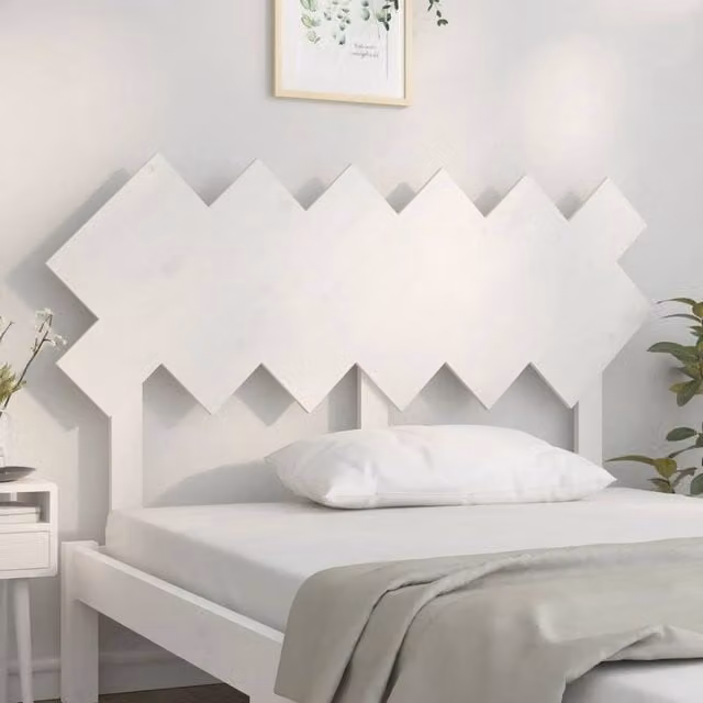 Berkfield Home Beautiful White Solid Wood Pine Bed Headboard, W: 132 cm, D: 3 cm, H: 81 cm – 1