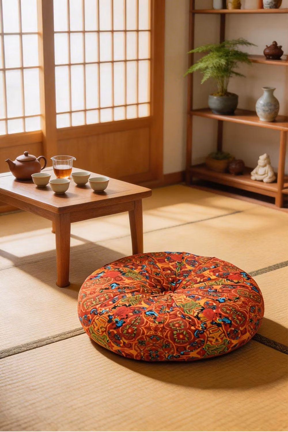 Living and Home Bohemian Style Round Tatami Floor Seat Cushion in Orange – 6