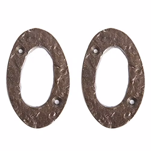 Hammer and Tongs Rustic Iron Number 0 Wall Numeral, Pack of 2, Grey/Black, Height: 8.0 cm – 1