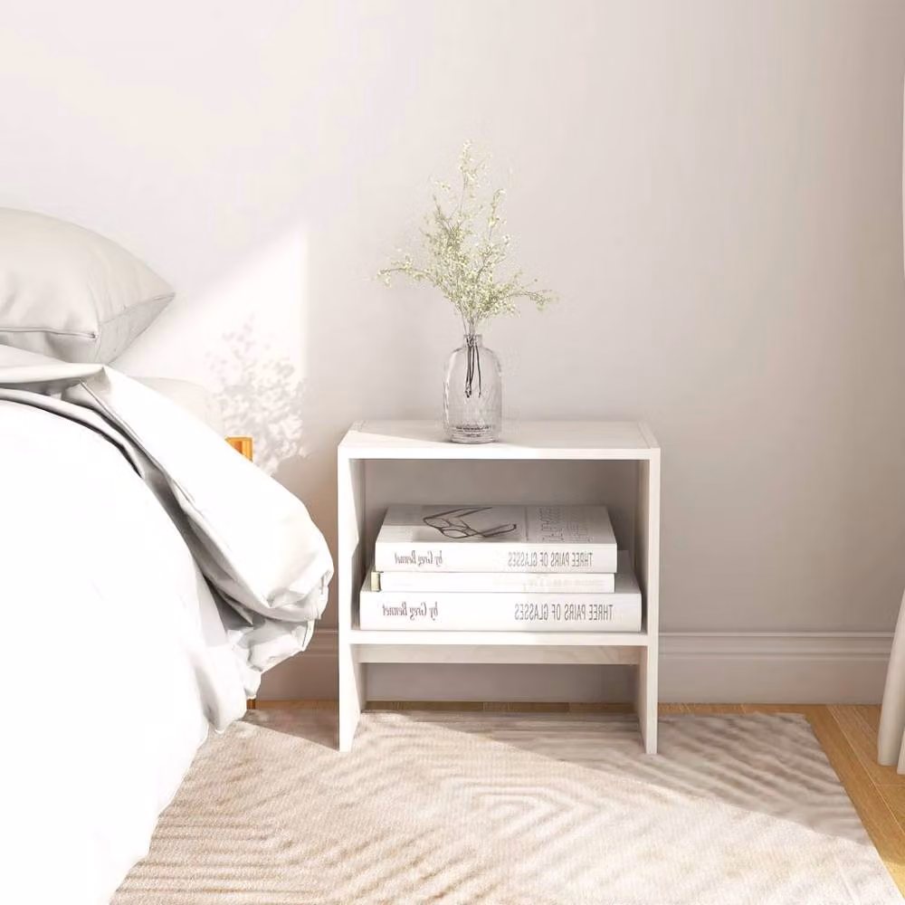 Berkfield Home Set of 2 White Solid Pinewood Bedside Cabinets W/D/H: 40 x 30.5 x 40 cm – 2