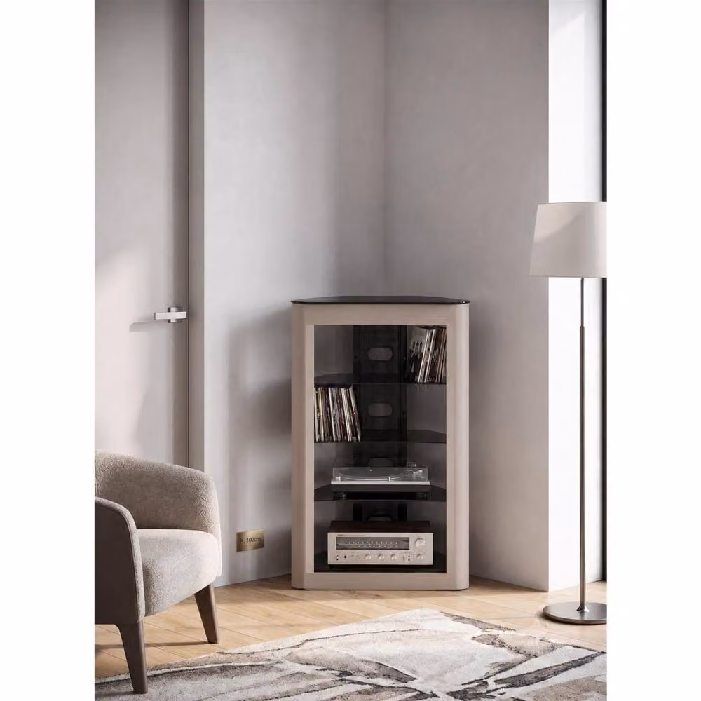 Centurion Supports ZINNIA 5-Shelf Glass Multimedia Stand for TV and Hi-Fi, Black, W/D/H: 102 x 49 x 68 cm – 3