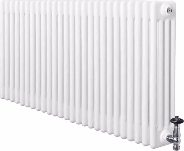 Monstershop Traditional 4 Column Steel Radiator and Thermostatic Radiator Valve Set in White, W/H: 60.0 x 119.0 cm – 1