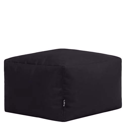 Bean Bag Bazaar Black Cube Bean Bag Footstool with Filling Included, W/D/H: 40 x 40 x 40 cm – 1