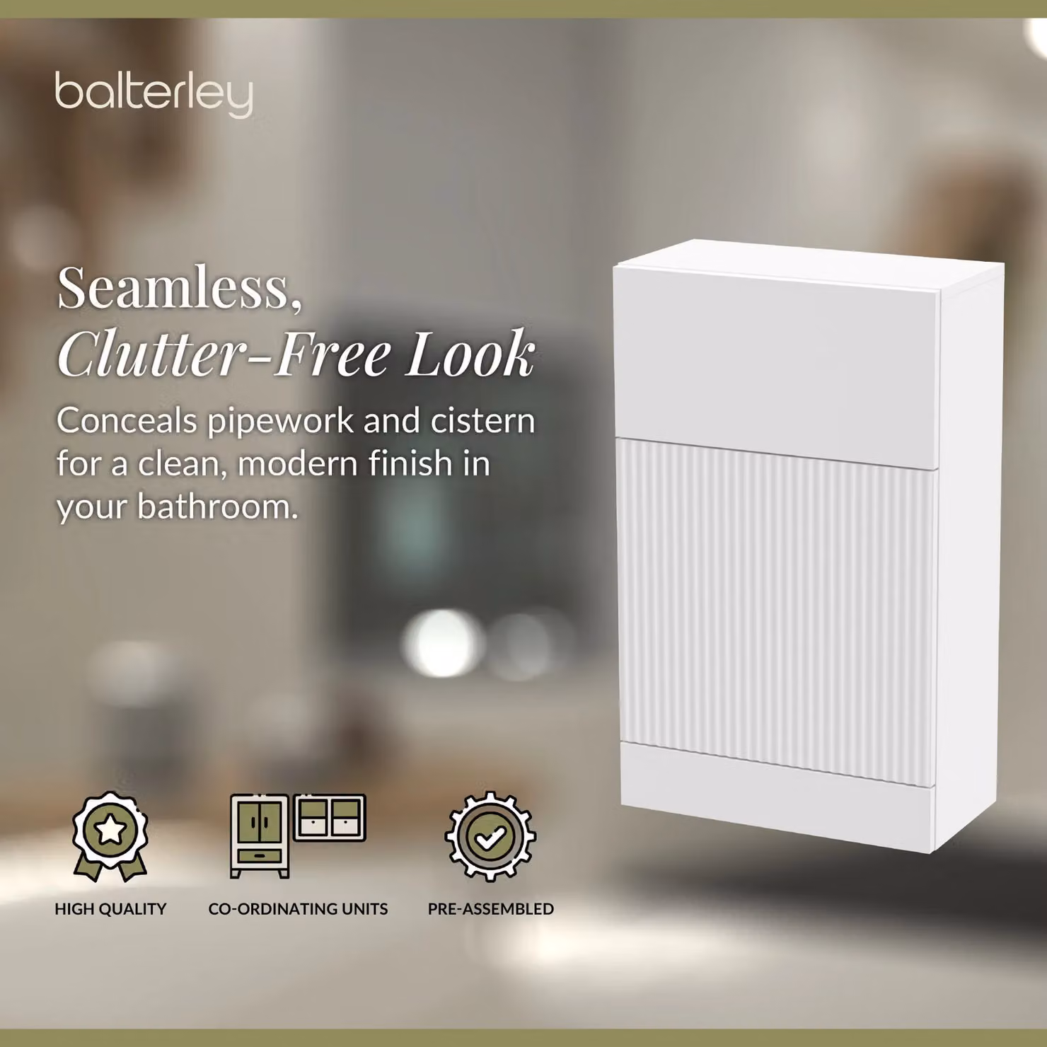 Balterley Fluted Matt White Floor Standing WC Unit W: 50 cm, H: 81 cm – 2
