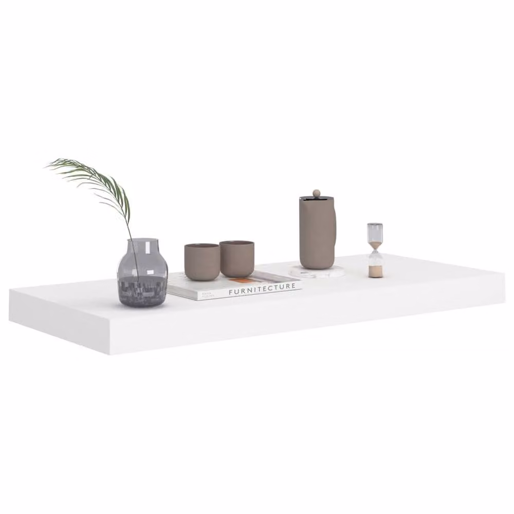 Berkfield Home White Floating Wall Shelf, W: 60 cm, D: 23.5 cm, H: 3.8 cm – 2