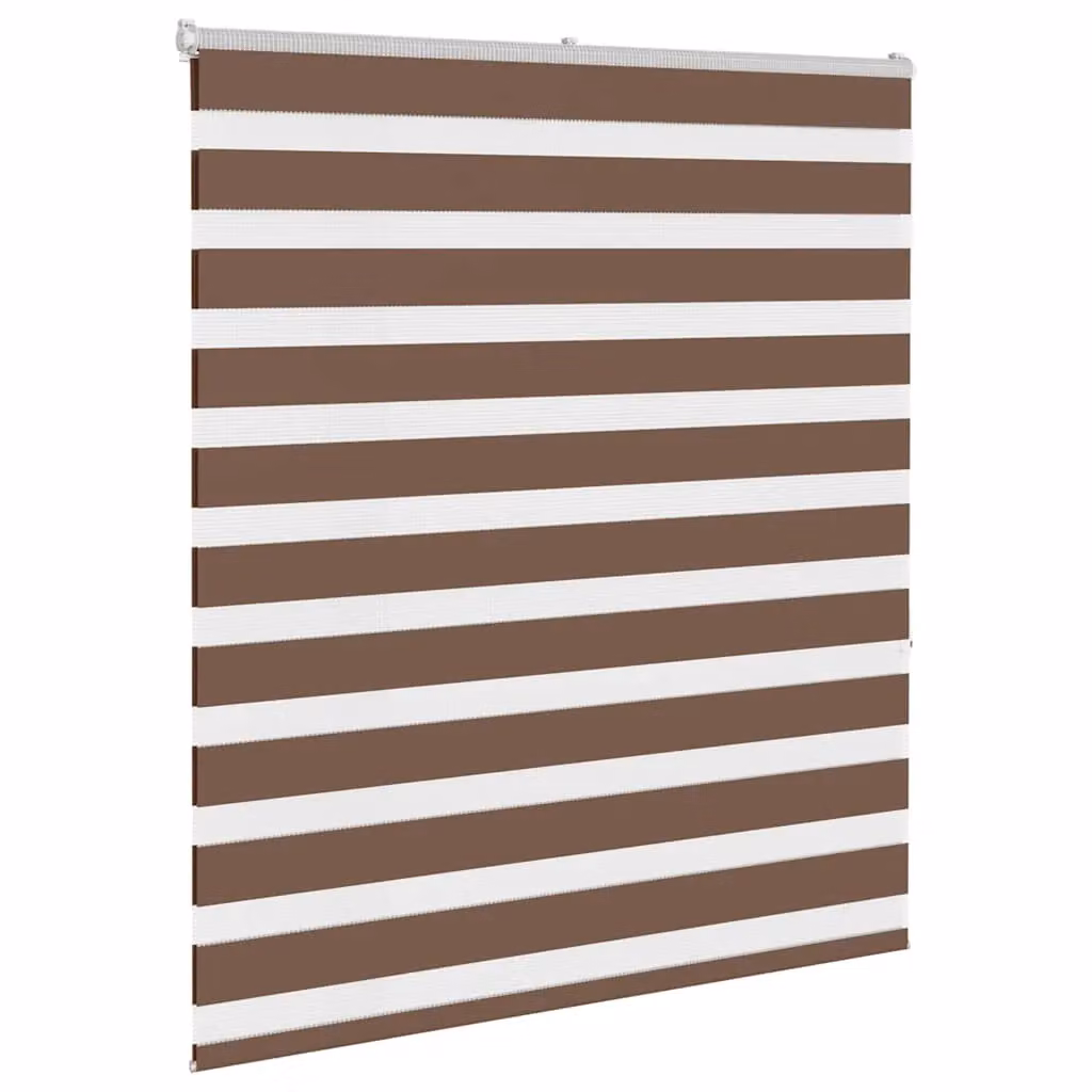 Berkfield Home Brown Zebra Day and Night Blind with Polyester Fabric, W: 125 cm, H: 150 cm – 3