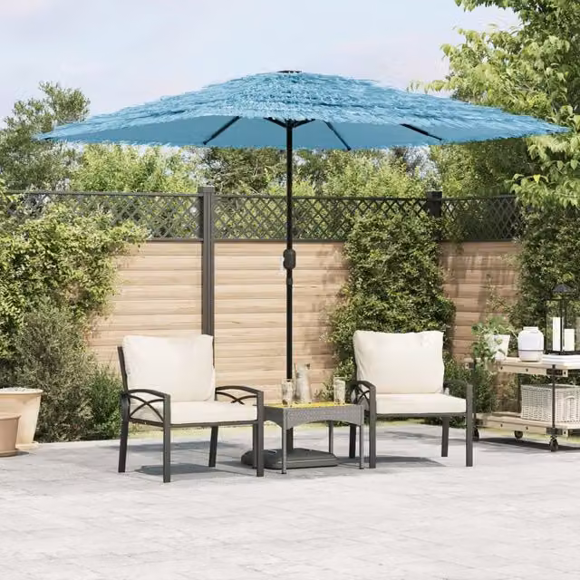 Berkfield Home Blue Garden Parasol with Steel Pole, W/D/H: 248 x 248 x 248 cm – 1