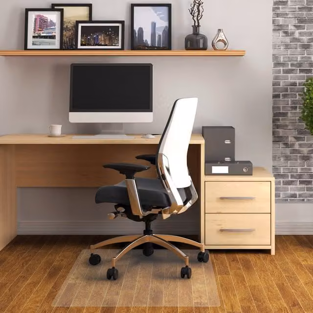 Floortex Transparent Plastic Chair Mat for Hard Floors, W: 75 cm, D: 75 cm